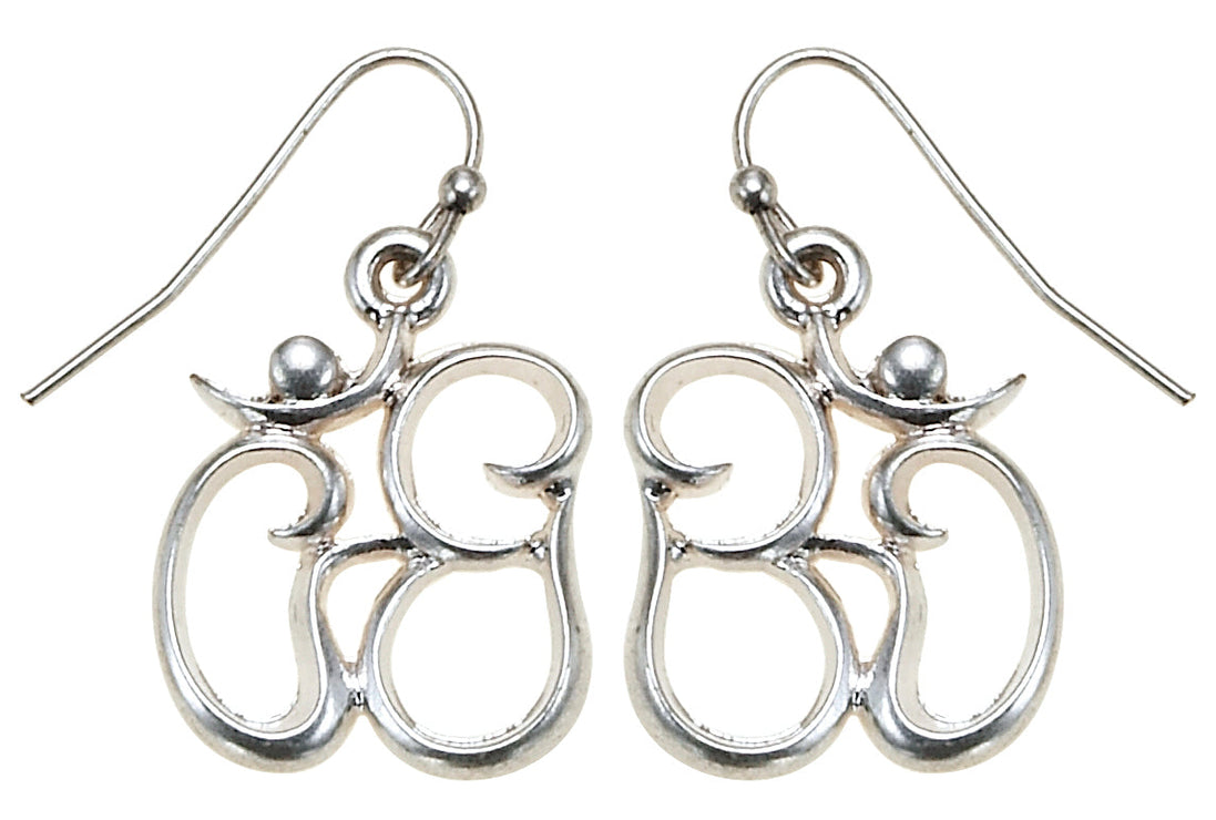 Silver-Tone Metal Religious Charm Earrings