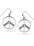 Silver-Tone Metal Peace Crystal Drop Earrings