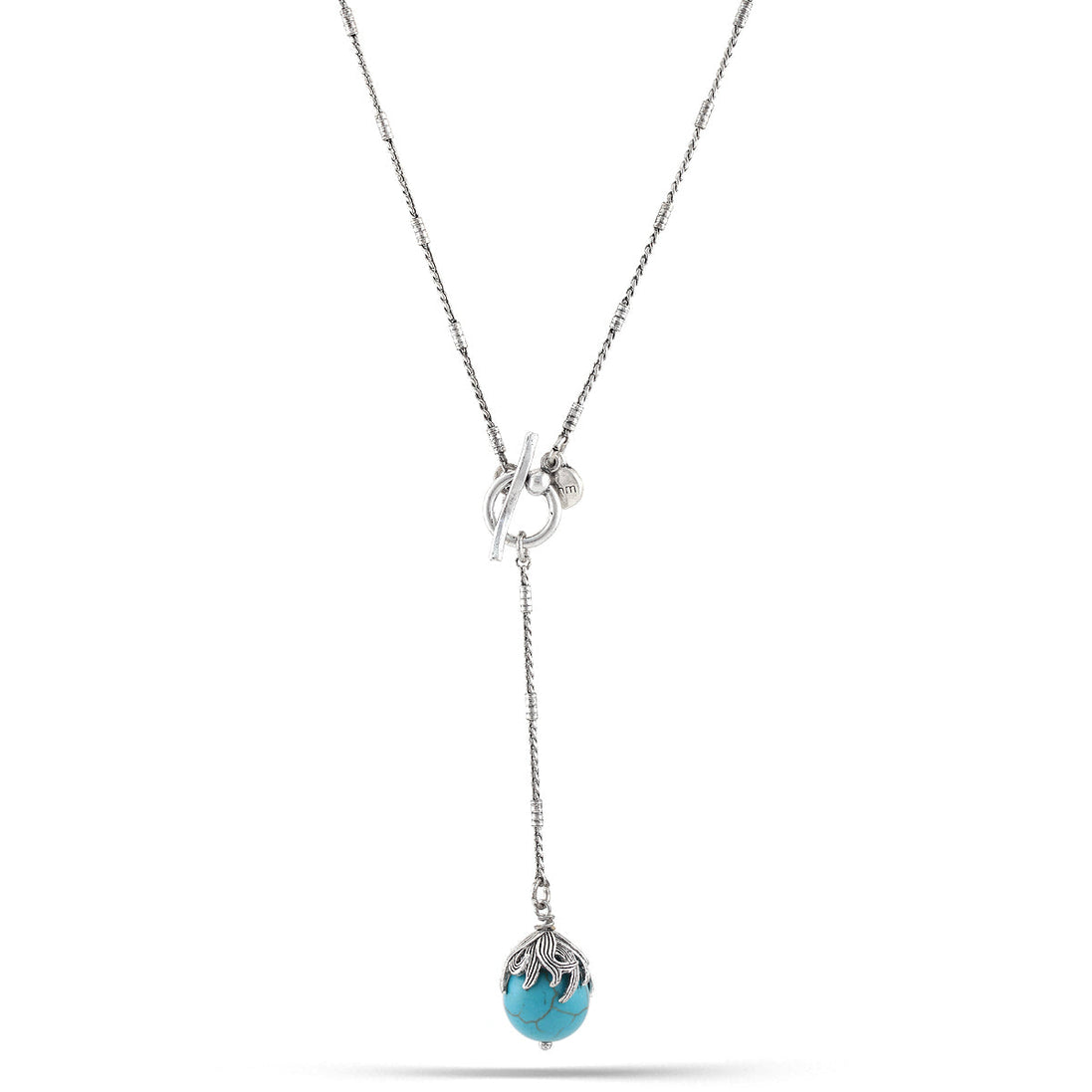 Silver-Tone Chain Turquoise Necklace