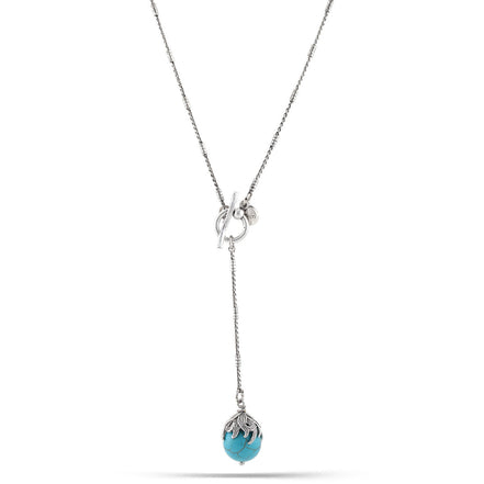 Silver-Tone Chain Turquoise Necklace