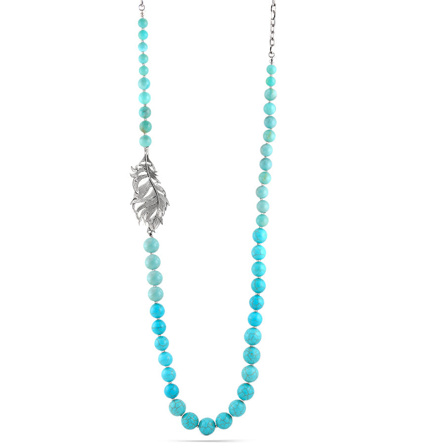 Silver-Tone Metal Turquoise Beads Necklace