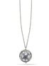 Silver-Tone Metal Round Engraving Ball Pendant Necklace