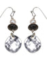 Silver-Tone Metal White Pearl Black Bead Drop Earrings