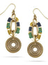 Gold-Tone Metal Charm Turquoise And Gold Thread Drop Earrings