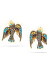 Gold-Tone Multi Color Crtstal Bird Earrings