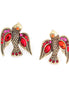 Gold-Tone Metal Bird Crystal Earrings