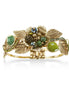 Gold-Tone Metal Flower Green Stones And Crystal Hinged Bracelets