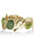Gold-Tone Metal Leaf Green Stone Stretch Bracelets