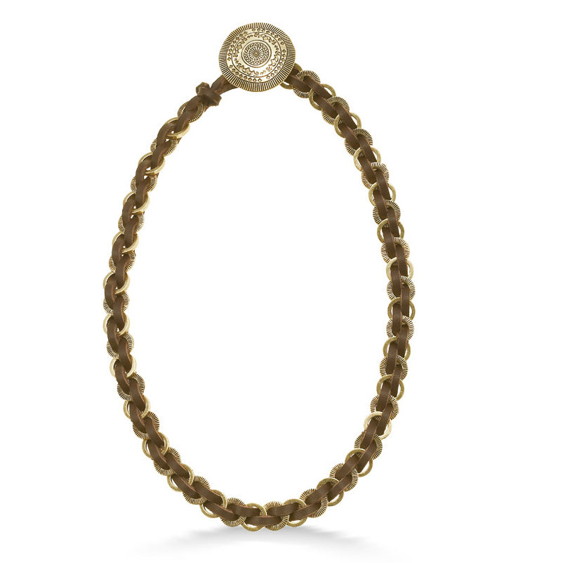 Gold-Tone Metal Leather  Necklace