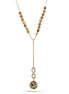 Antique Gold-Tone Metal Ball Brown Beads Necklace