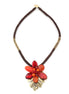 Gold-Tone Metal Red Stone Necklace