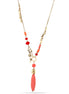 Gold-Tone Metal Coral Beads Necklace