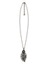 Hematite -Tone Metal Faceted Black Stone Crystal Drop Necklace