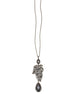 Hematite -Tone Metal Faceted Black Stone Crystal Drop Necklace