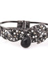 Hematite-Tone Metal Black And White Crystal Hinged Bracelets