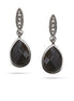 Silver-Tone Metal Black And White Crystal  Tear Drop Earrings