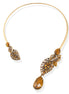 Gold-Tone Metal Tiger Eye Chocker Necklace