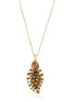 Gold-Tone Metal Tiger Eye Stone Gold And Brown Crystal Necklace