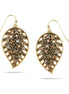 Gold-Tone Metal Leaf Crystal Drop Earrings