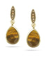 Gold-Tone Metal Tiger'S Eye And Gold Crystal Tear Drop Earrings
