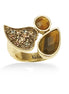 Gold-Tone Metal Tiger Eye Stone And Gold Crystal Ring