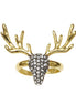 Gold-Tone Metal Reindeer Adjustable Up To Size 7 Crystal Rings