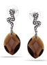 Hematite-Tone Metal Smokey Crytal Snake Crystal Stud Earrings