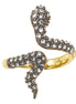 Gold-Tone Metal Wjhite Crystal Snake Adjustable Ring
