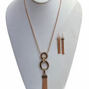 SQ6707 LONG TASSEL NECKLACE AND EARRINGS SET