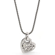 TWO TONE  ENGRAVED HEART PENDANT NECKLACE #11658EH