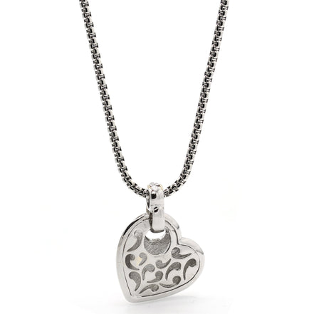 TWO TONE  ENGRAVED HEART PENDANT NECKLACE #11658EH