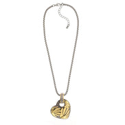 TWO TONE  ENGRAVED HEART PENDANT NECKLACE #11658EH