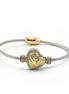 TWO TONE ENGRAVED HEART CLASSIC CABLE BRACELET#11658BR