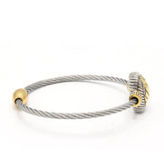 TWO TONE ENGRAVED HEART CLASSIC CABLE BRACELET#11658BR