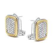 TWO TONE CRYSTAL PAVE POST EARRINGS #12504ERTT-SIL (FC16)