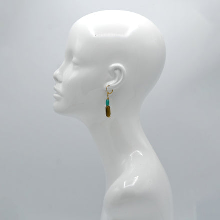Gold Green And Smokey Drop Earrings #195TL3301 (2C2/4B4/4B1)