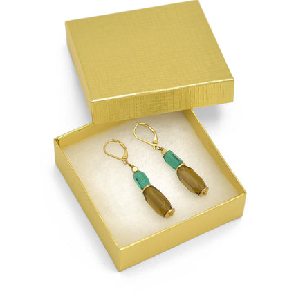 Gold Green And Smokey Drop Earrings #195TL3301 (2C2/4B4/4B1)