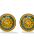 ANTIQUE GOLD GREEN ROUND CLIP EARRINGS #195TL3401 (2C1)