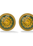 ANTIQUE GOLD GREEN ROUND CLIP EARRINGS #195TL3401