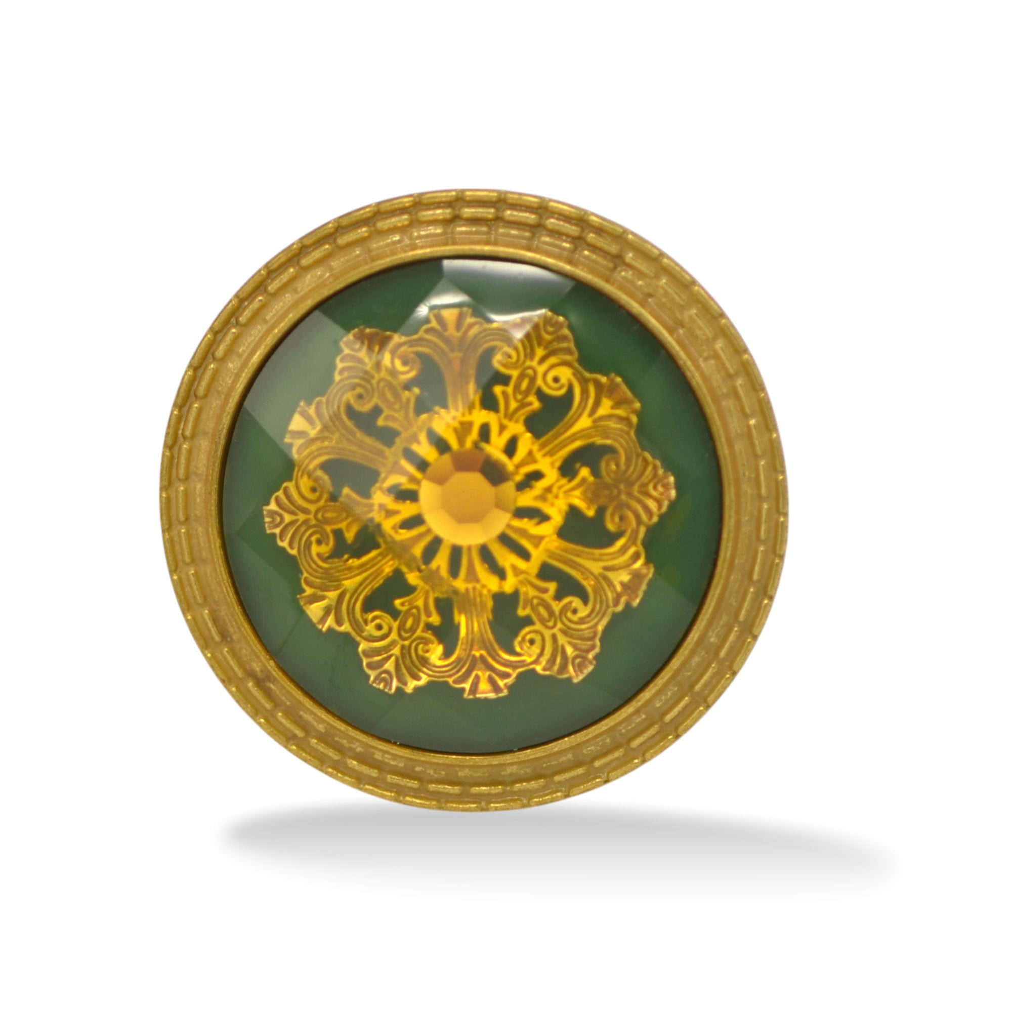 Antique Gold and Green Round faceted Adjustable Rings #195TL5101 (2C1)