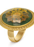 Antique Gold and Green Round faceted Adjustable Rings #195TL5101 (2C1)