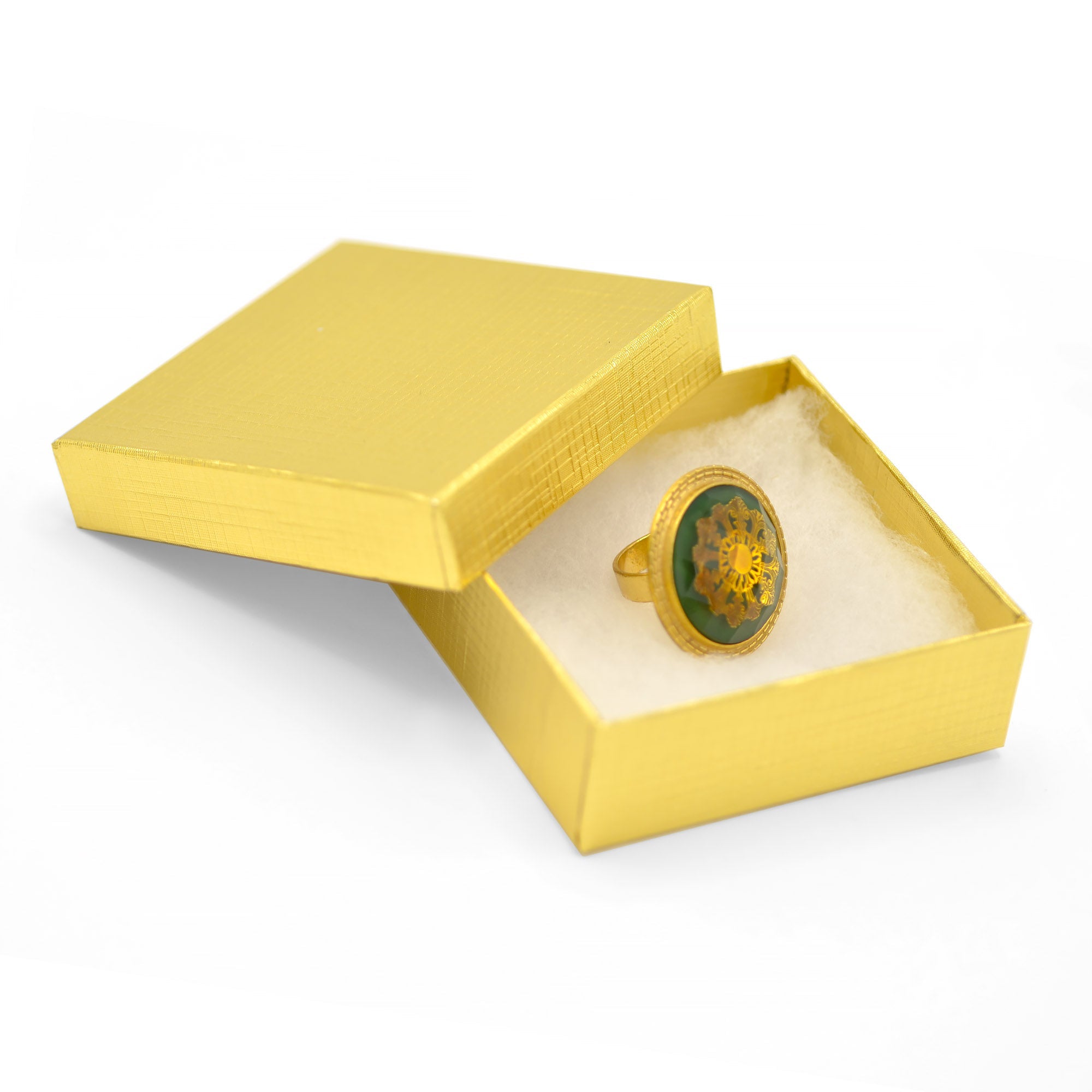 Antique Gold and Green Round faceted Adjustable Rings #195TL5101 (2C1)