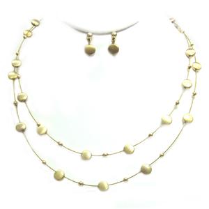 Brushed Metal Bubble Illusion Necklace And Earrings Set  #SCE15101