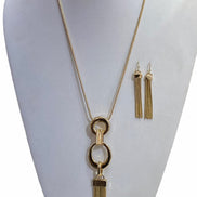 SQ6707 LONG TASSEL NECKLACE AND EARRINGS SET
