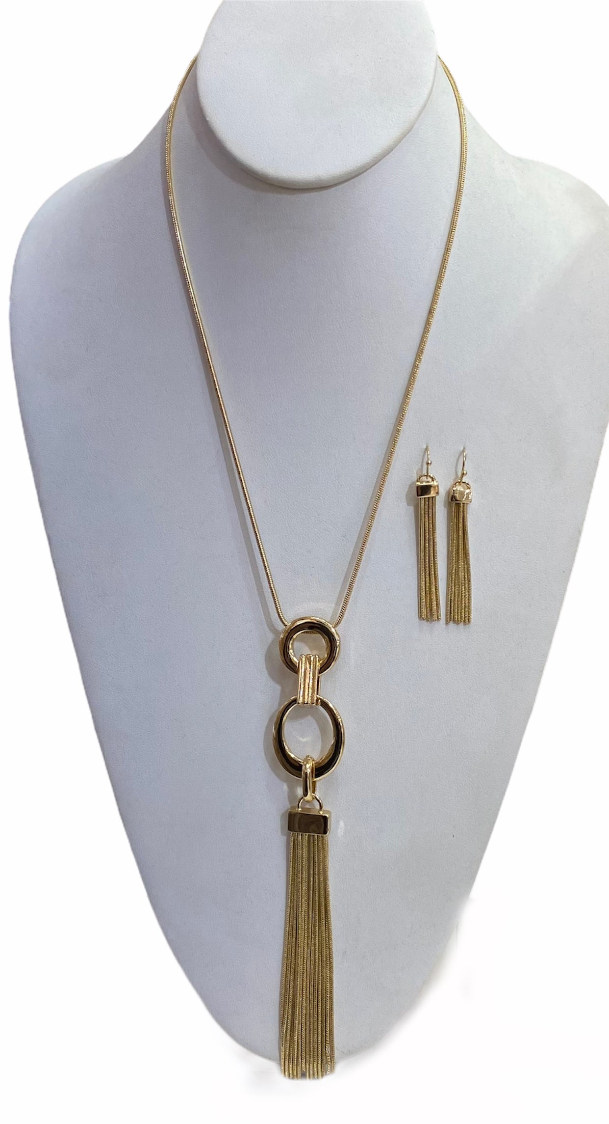 SQ6707 LONG TASSEL NECKLACE AND EARRINGS SET