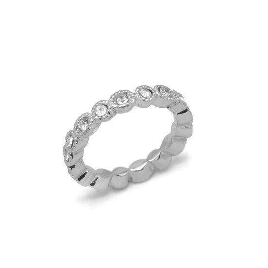 RHODIUM CRYSTAL RING #2223R/CL