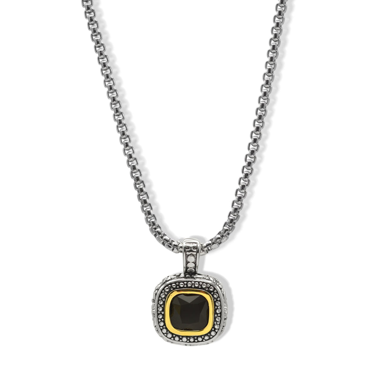 Two-Tone Crystal Square Pendant Box Chain Necklace #23171EH Explore More Colors 🔴 🟠 🔵 🟣 ⚪ ⚫23171EH