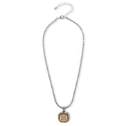 Two-Tone Crystal Square Pendant Box Chain Necklace #23171EH Explore More Colors 🔴 🟠 🔵 🟣 ⚪ ⚫23171EH