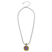 Two-Tone Crystal Square Pendant Box Chain Necklace #23172EH Explore More Colors  🔴 🟠   🔵 🟣 ⚪ ⚫(JF1 TO JF 6)