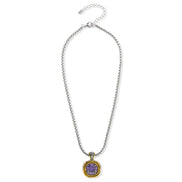Two-Tone Crystal Square Pendant Box Chain Necklace #23172EH Explore More Colors  🔴 🟠   🔵 🟣 ⚪ ⚫(JF1 TO JF 6)